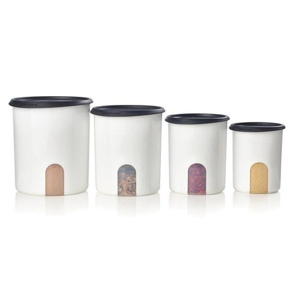 COPY - New TUPPERWARE One Touch Reminder Canister Set Airtight BLACK SEALS Food… - Picture 1 of 3